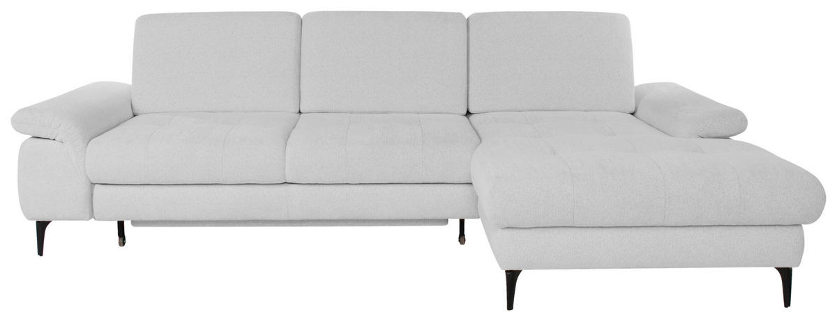 ECKSOFA ALMA in Chenille Hellgrau  285/191 cm  - Hellgrau/Schwarz, Design, Textil/Metall (285/191cm) - Livetastic
