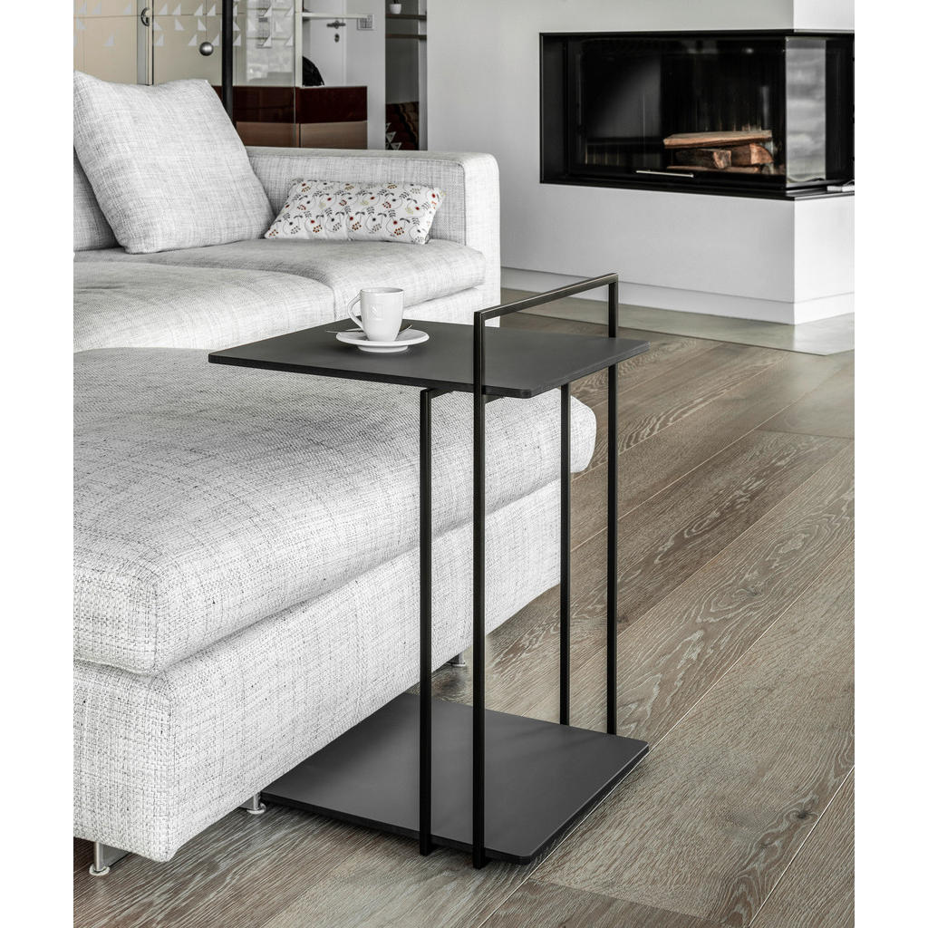 Thumbnail - Bacher Beistelltisch, Grau, Metall, Kunststoff, rechteckig, eckig, 38x60x42 cm, Made in Germany, einfacher Aufbau, Wohnz...