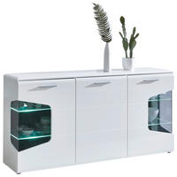 ŠIROKÁ KOMODA, biela, farba duba, biela s vysokým leskom, 180/89/41 cm - sivá/biela, Design, kov/kompozitné drevo (180/89/41cm) - Hom`in