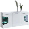 SIDEBOARD  180/89/41 cm  - Eichefarben/Weiß Hochglanz, Design, Glas/Holzwerkstoff (180/89/41cm) - Hom`in