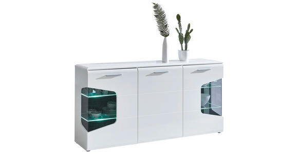 SIDEBOARD  180/89/41 cm  - Eichefarben/Weiß Hochglanz, Design, Glas/Holzwerkstoff (180/89/41cm) - Hom`in