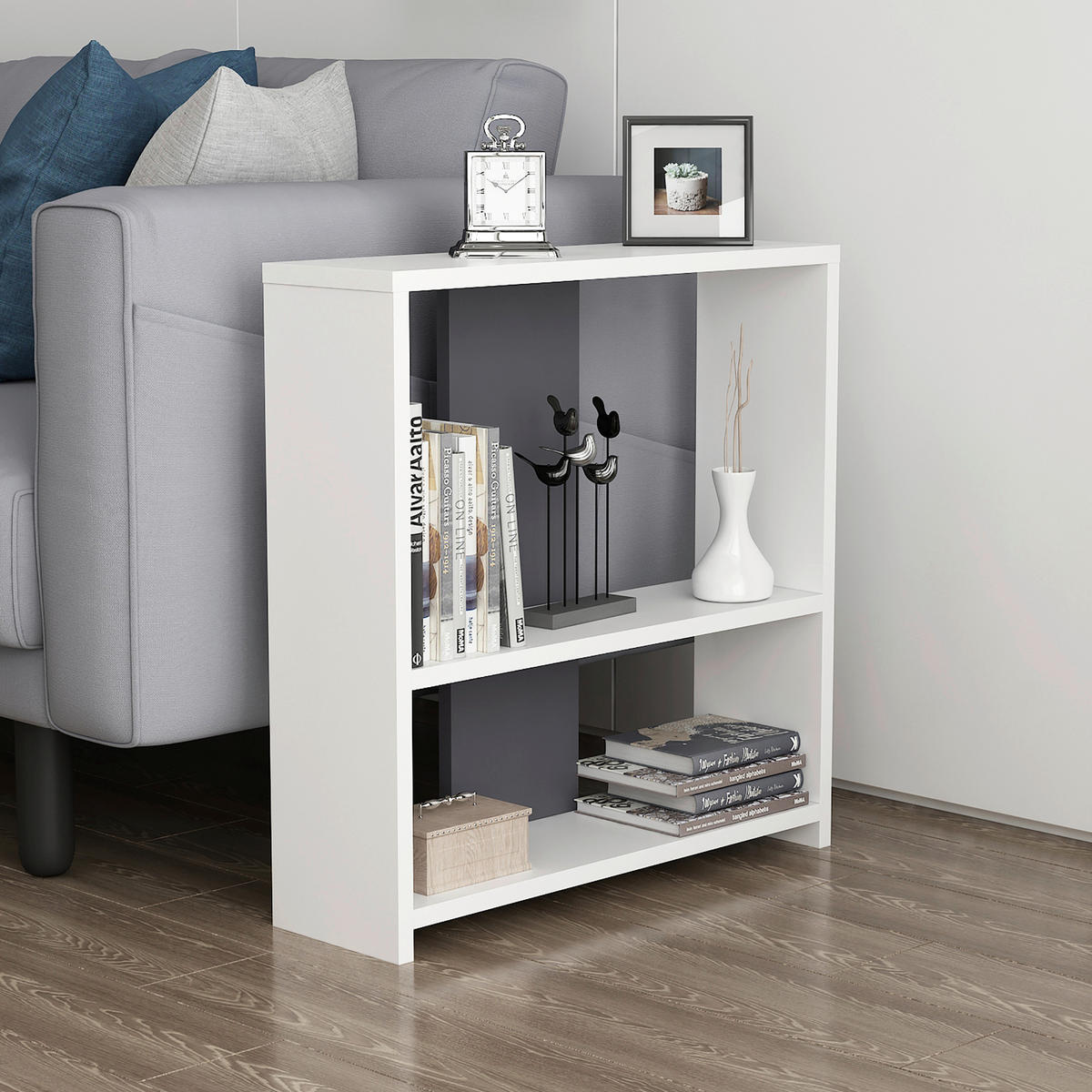 REGAL  60/62/17,6 cm Anthrazit, Weiss  - Weiss/Anthrazit, Design, Holzwerkstoff (60/62/17,6cm) - Livetastic