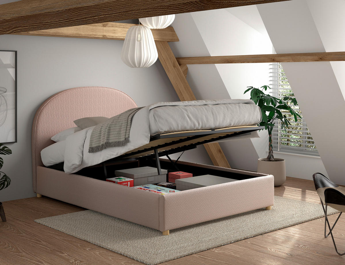 KINDER-/JUNIORBETT 140/200 cm  in Rosa  - Naturfarben/Rosa, ROMANTIK / LANDHAUS, Holz/Textil (140/200cm) - Vipack