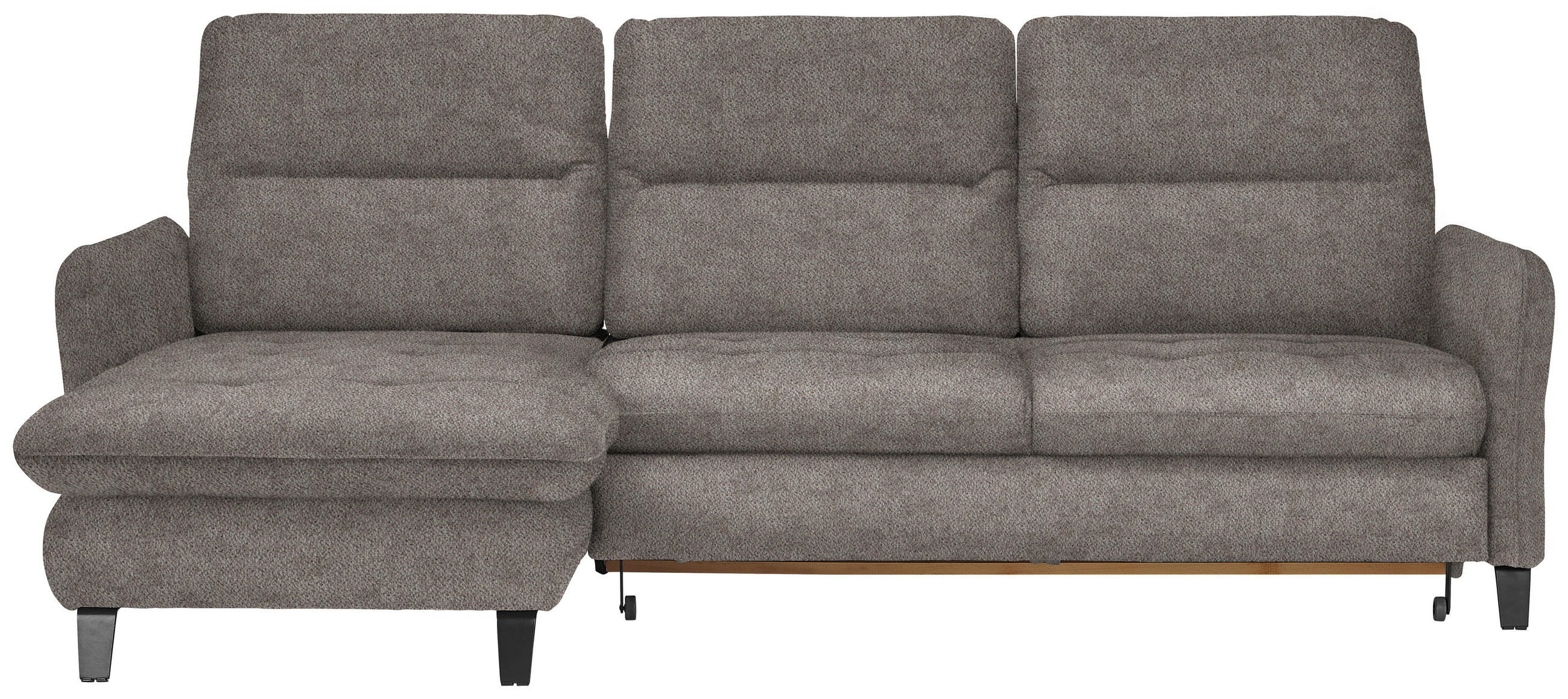 ECKSOFA Greige Flachgewebe  - Greige/Schwarz, KONVENTIONELL, Textil/Metall (190/254cm) - Livetastic