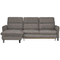 ECKSOFA Greige Flachgewebe  - Greige/Schwarz, KONVENTIONELL, Textil/Metall (190/254cm) - Livetastic