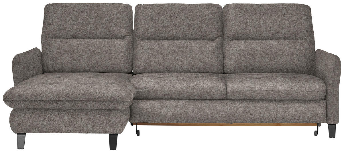 ECKSOFA Greige Flachgewebe  - Greige/Schwarz, KONVENTIONELL, Textil/Metall (190/254cm) - Livetastic