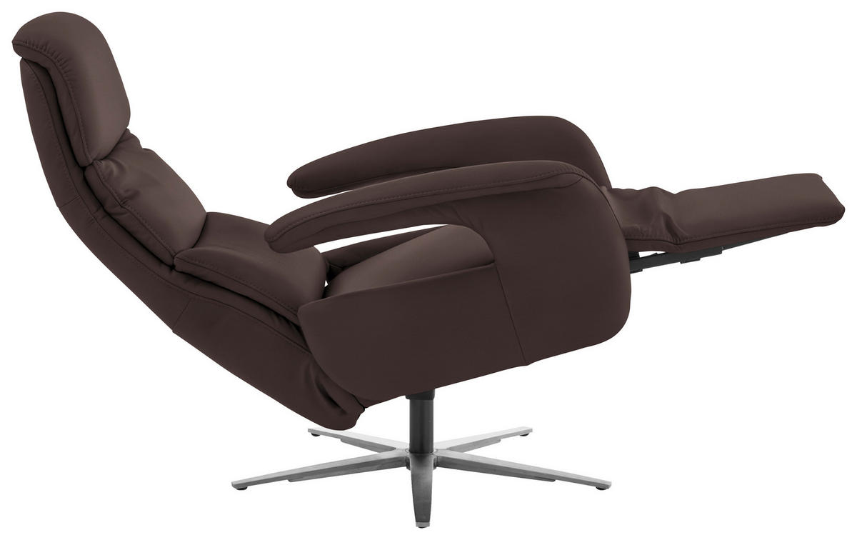 RELAXSESSEL in Leder Braun  - Edelstahlfarben/Braun, Design, Leder/Metall (76/119/86cm) - Dieter Knoll
