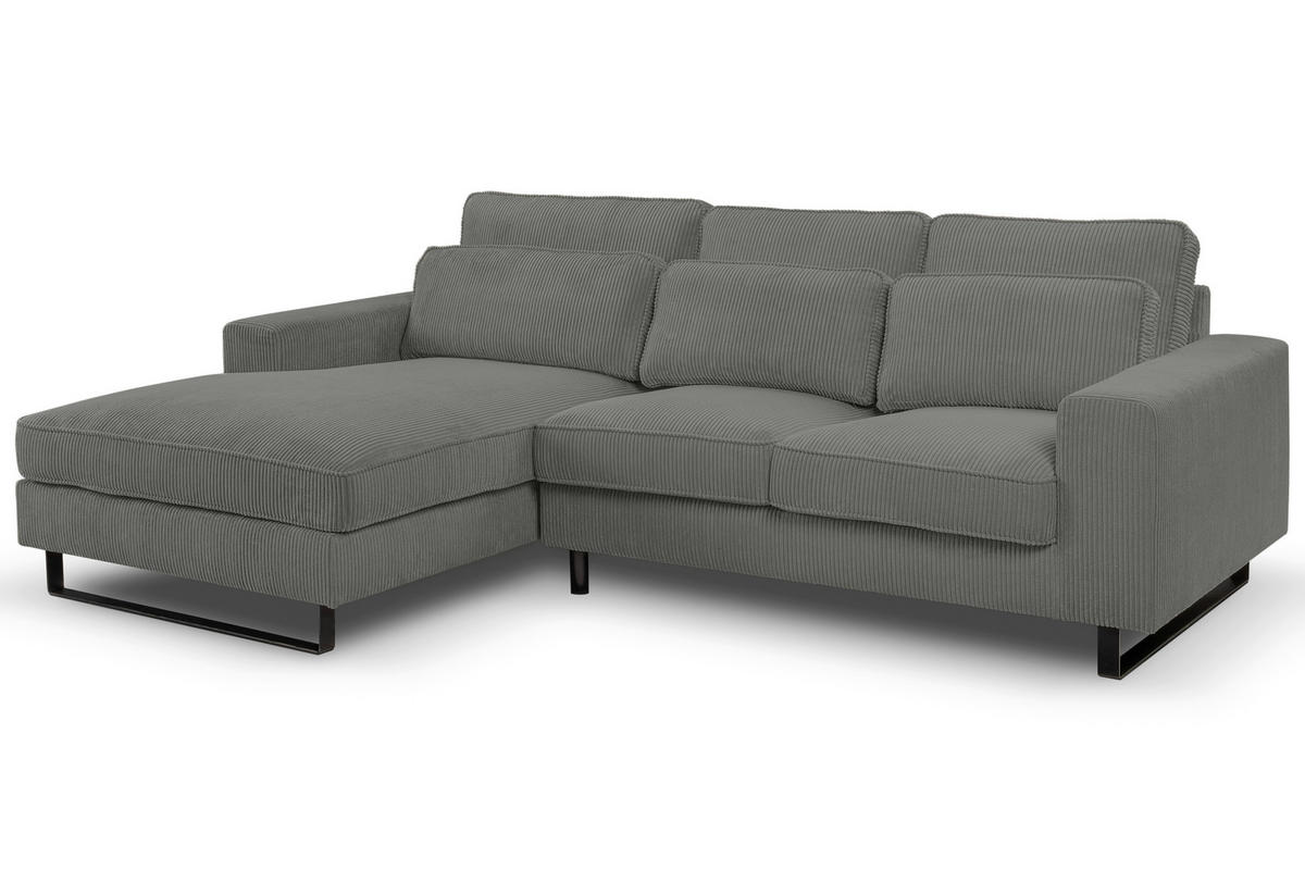 ECKSOFA BOLIVIA Grau Cord  - Beige/Schwarz, Basics, Textil/Metall (276/183cm) - MID.YOU