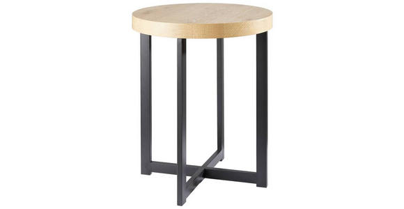 BEISTELLTISCH 40/40/50 cm Schwarz, Eichefarben rund - Eichefarben/Schwarz, Basics, Holzwerkstoff/Metall (40/40/50cm) - Xora