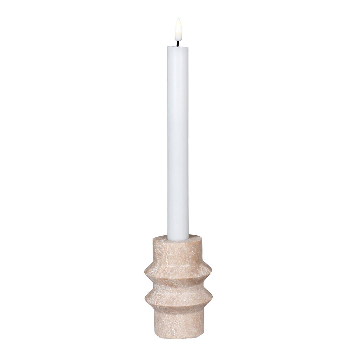 KERZENHALTER - Beige, Basics, Stein (7/10cm)