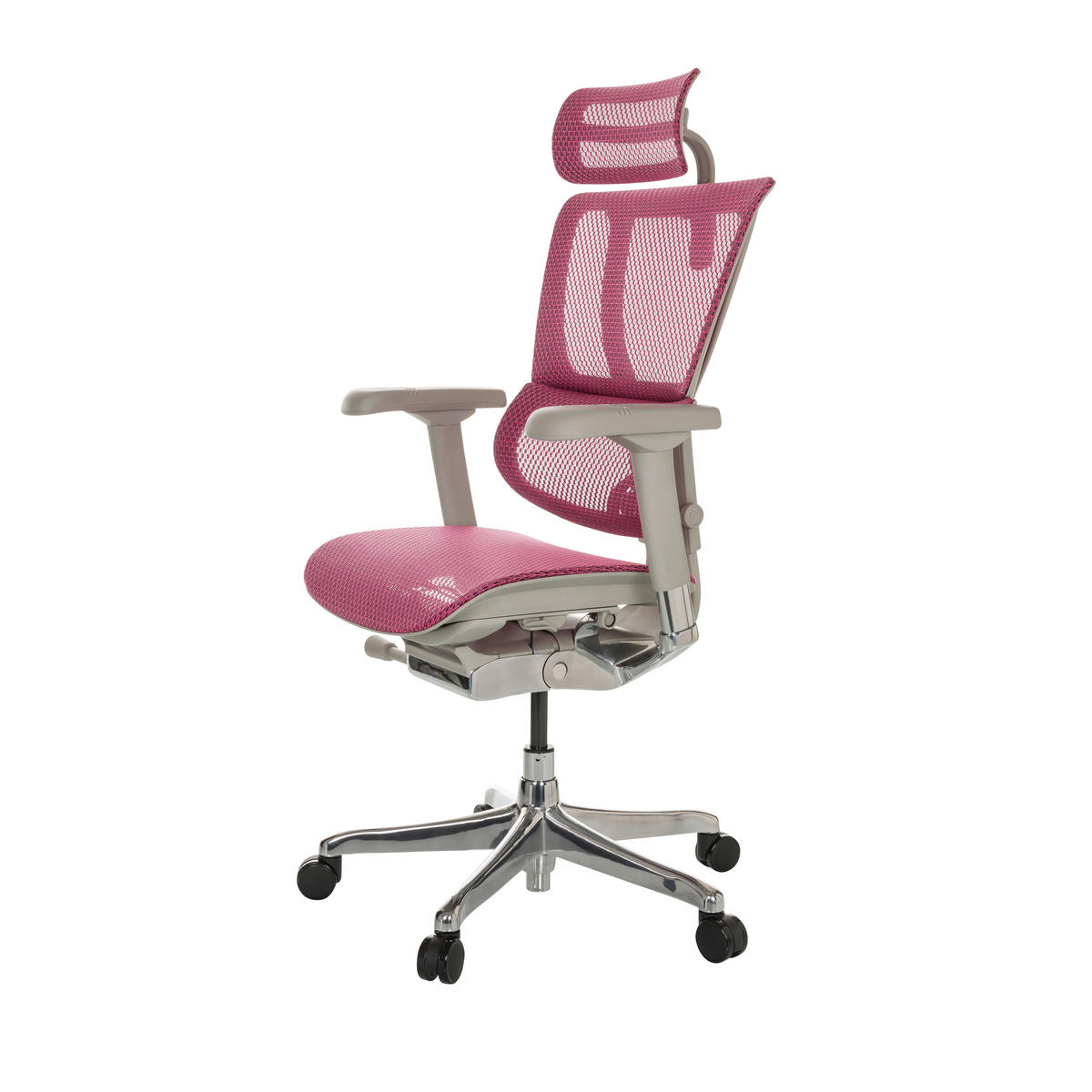 DREHSTUHL Netz Rosa  - Beige/Silberfarben, Basics, Kunststoff/Textil (69/116-138/66cm) - MID.YOU