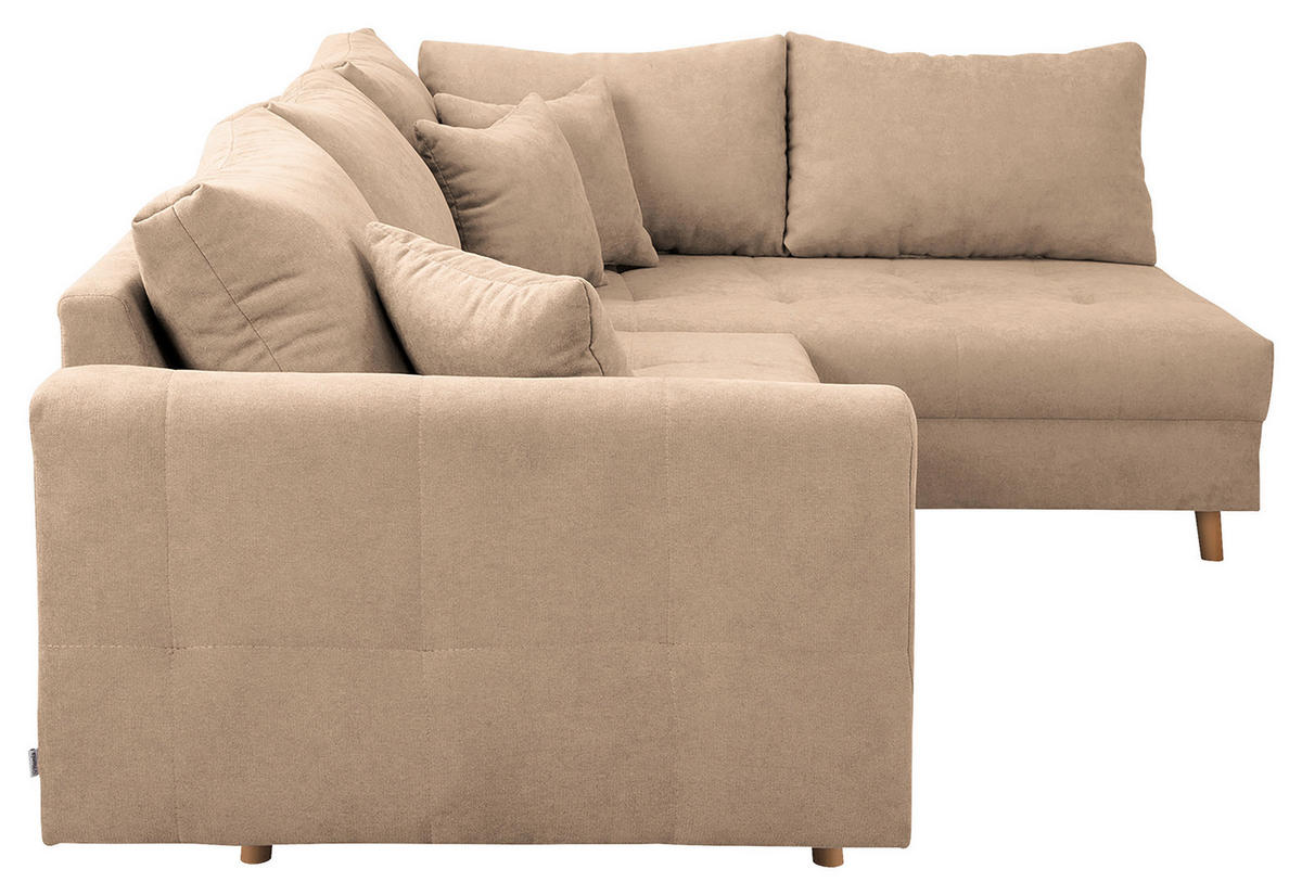 ECKSOFA Ariella in Mikrofaser Creme  231/161 cm  - Creme/Naturfarben, Design, Holz/Textil (231/161cm) - Livetastic