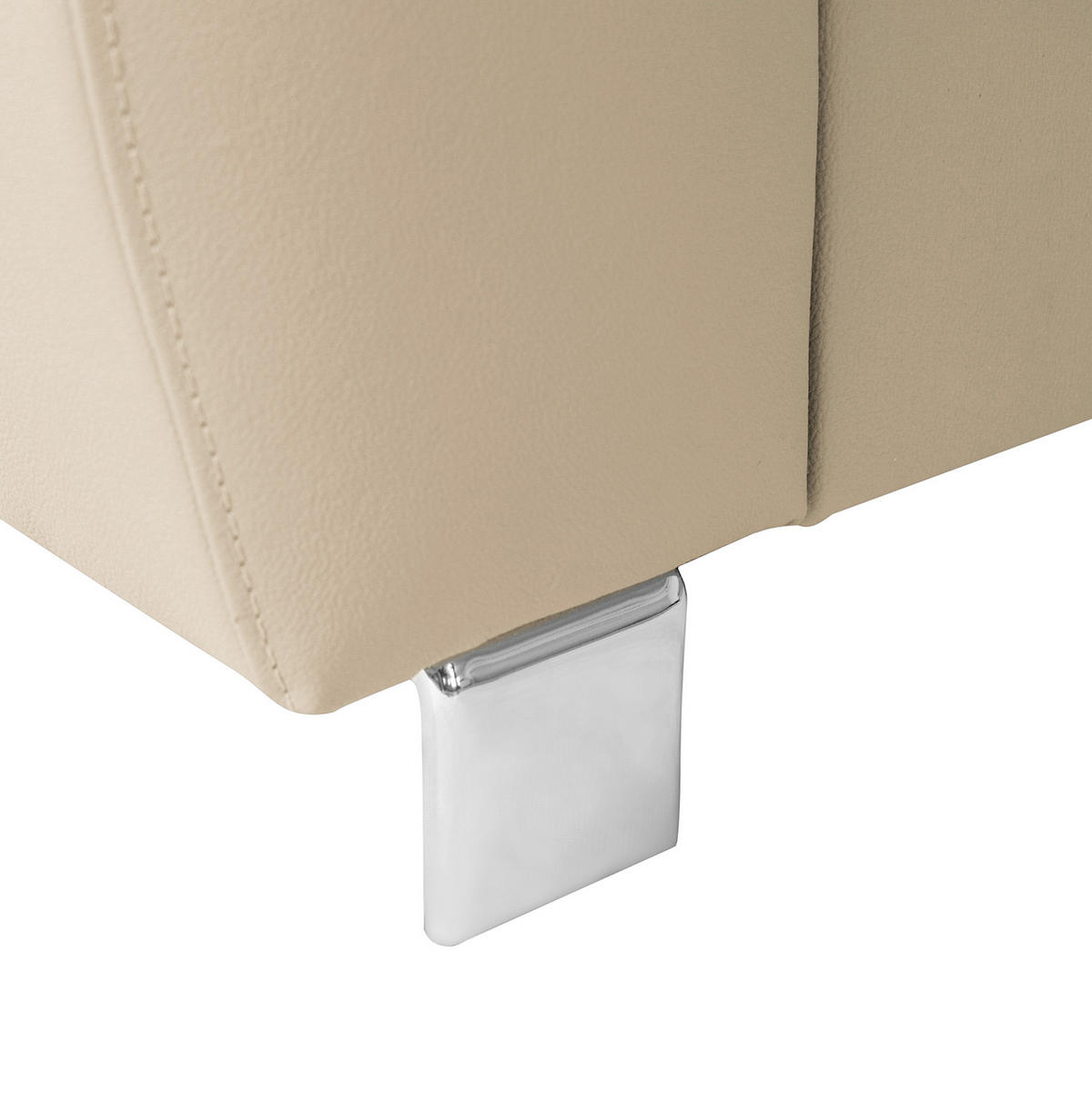 ECKSOFA Beige Echtleder Lederlook  - Chromfarben/Beige, Design, Leder/Textil (248/208cm) - Livetastic