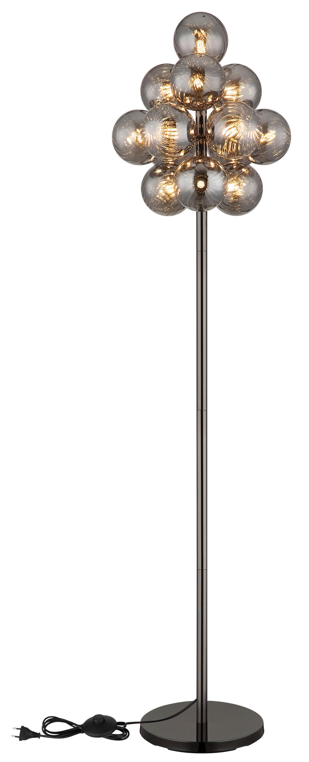 STEHLEUCHTE - Schwarzchrom/Schwarz, Design, Glas/Kunststoff (39,5/160cm) - Globo