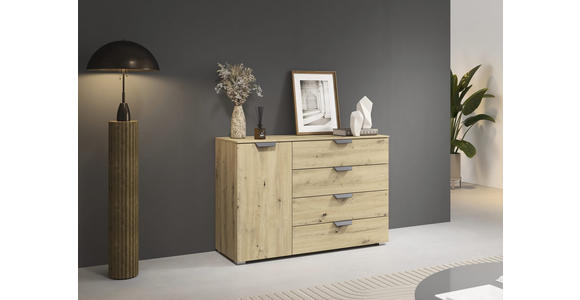 KOMMODE  in 120/81/42 cm  - Dunkelgrau/Eiche Artisan, Design, Holzwerkstoff/Metall (120/81/42cm) - Carryhome
