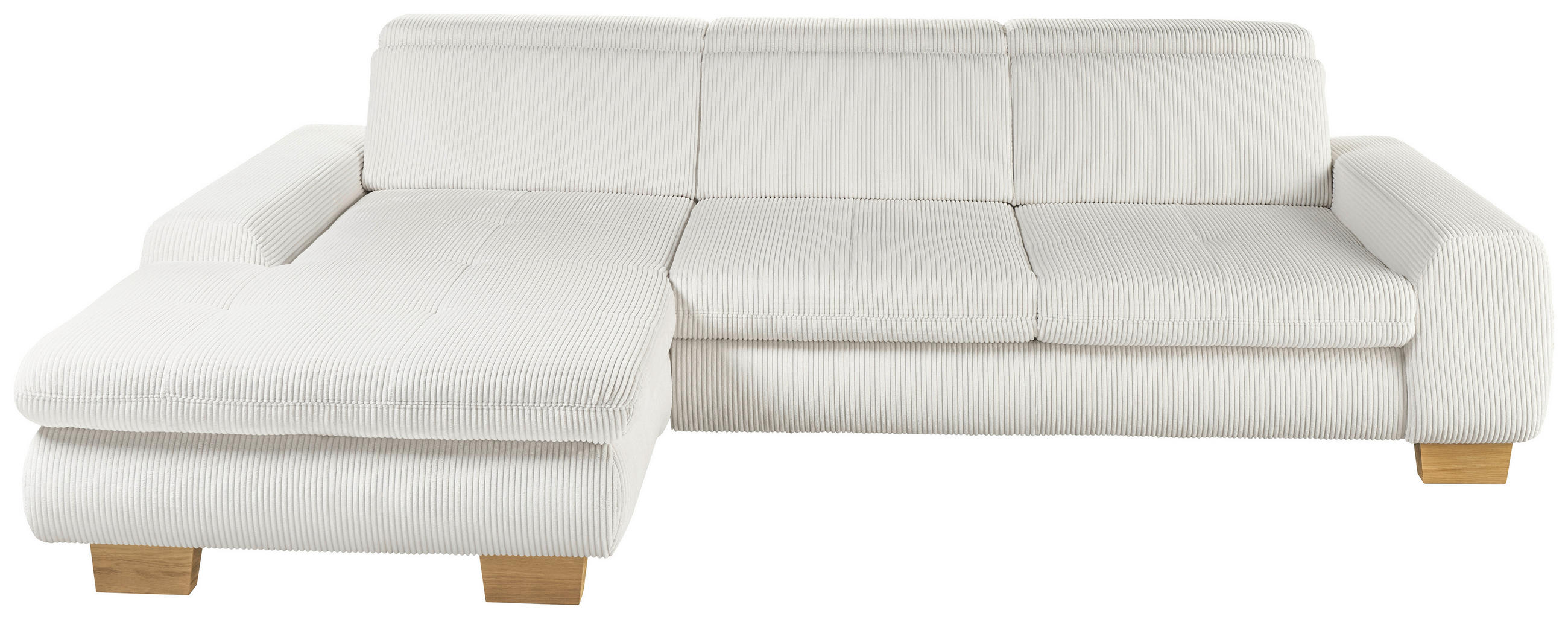 ECKSOFA Silberfarben Cord Rücken echt, Sitztiefenverstellung  - Eiche Bianco/Silberfarben, KONVENTIONELL, Holz/Textil (195/307cm) - SetOne by Musterring