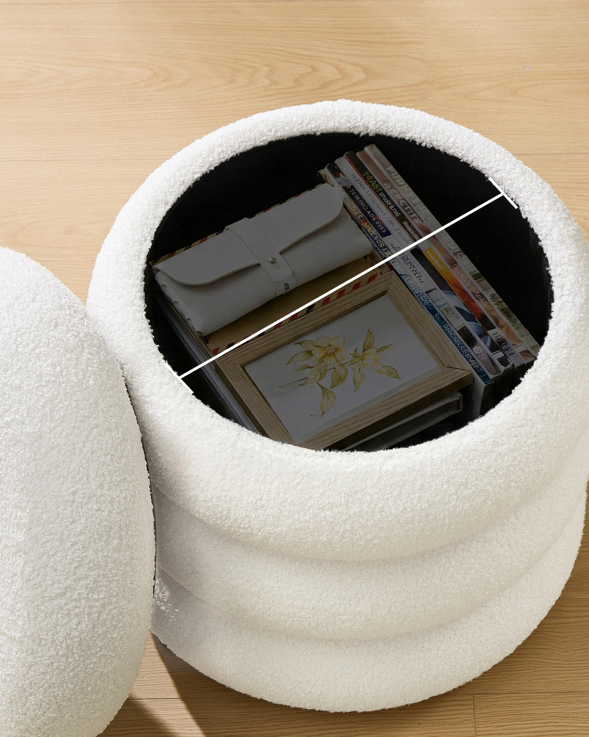 HOCKER Vliesstoff, Teddystoff Weiß  - Schwarz/Weiß, Basics, Papier/Kunststoff (43/47/43cm)