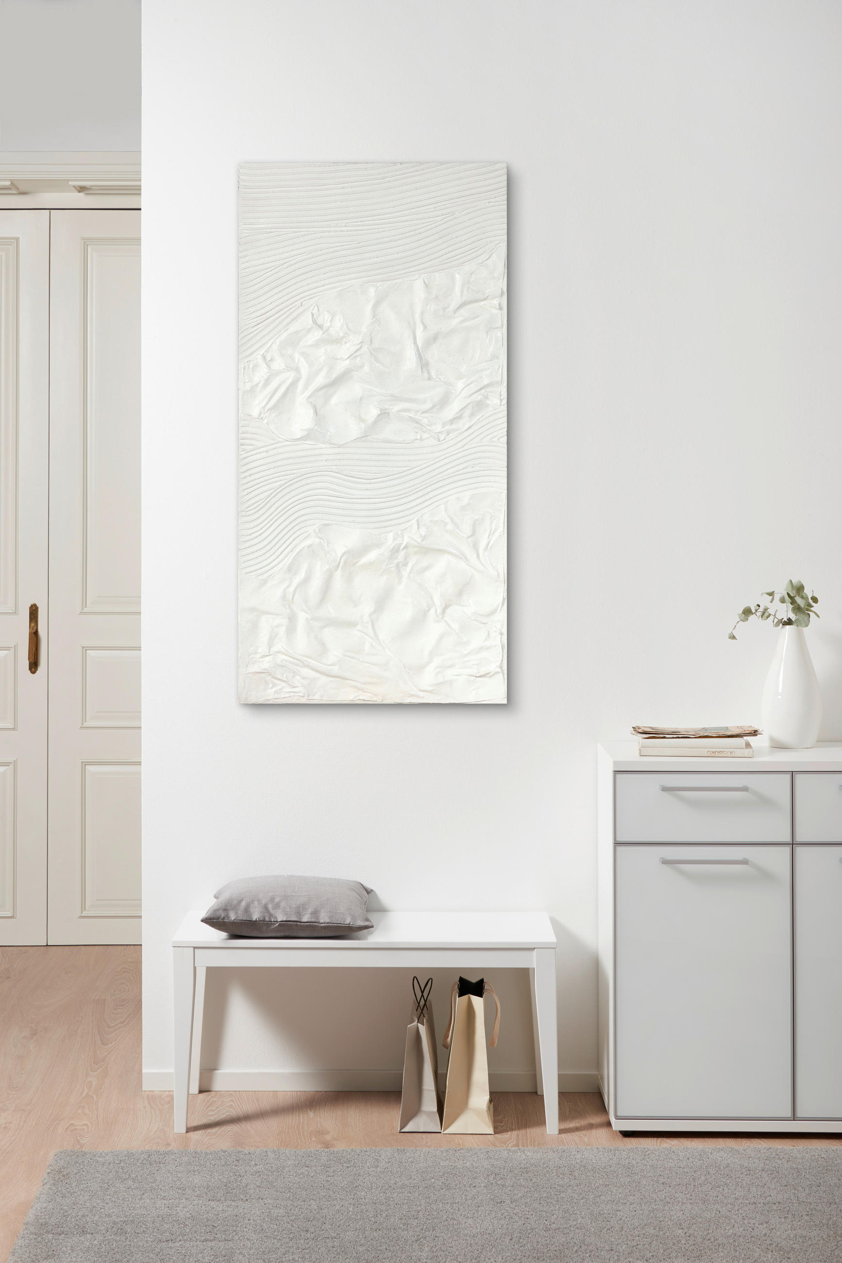 ÖLGEMÄLDE Abstraktes 60/120 cm  - Weiß/Grau, Basics, Holz/Kunststoff (60/120cm) - Monee