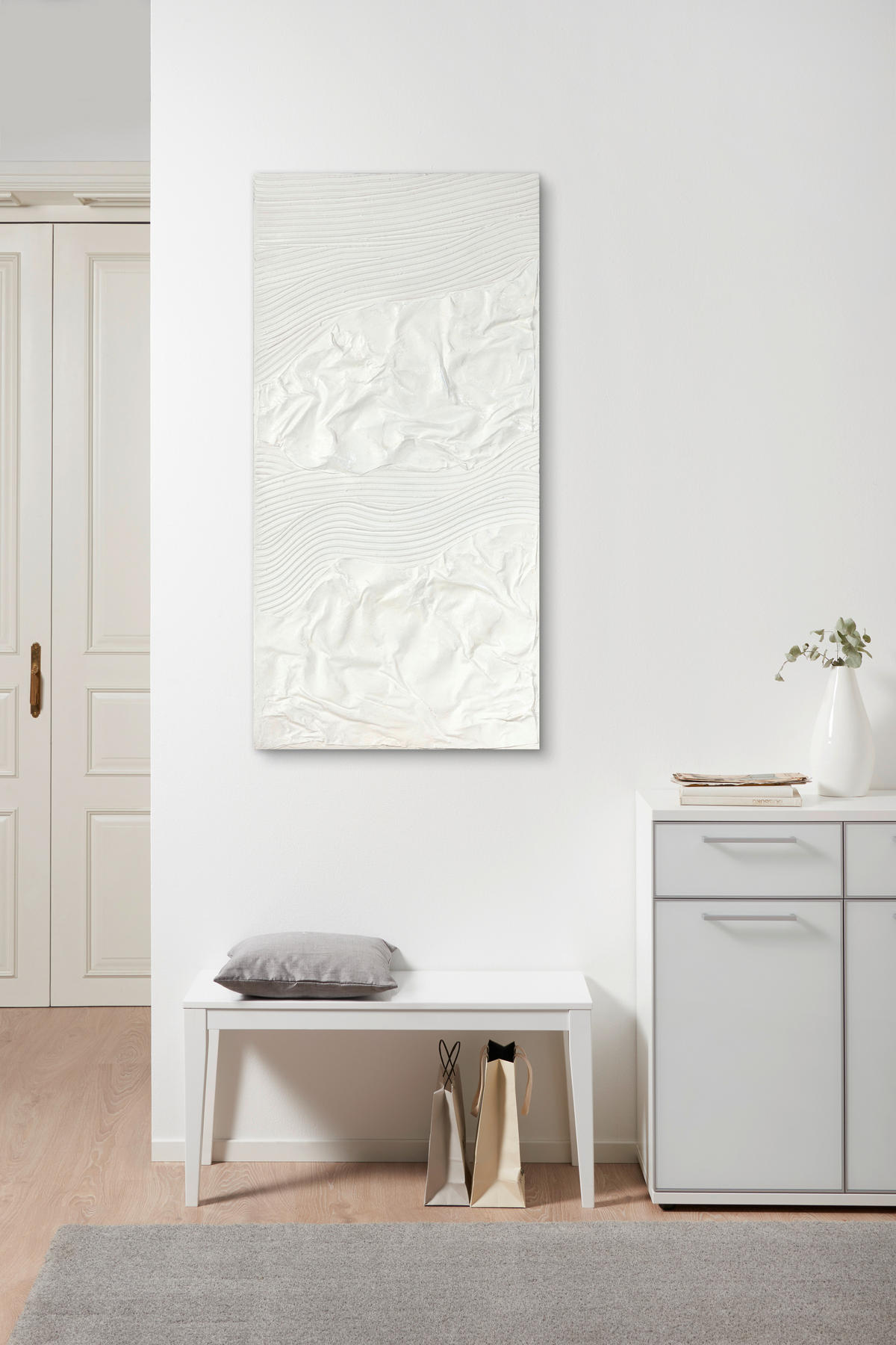 ÖLGEMÄLDE Abstraktes 60/120 cm  - Weiß/Grau, Basics, Holz/Kunststoff (60/120cm) - Monee