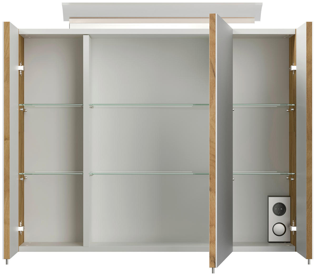 BADEZIMMER 3-teilig  in 190 cm  - Eichefarben/Weiß, Trend, Glas/Holzwerkstoff (190cm) - MID.YOU