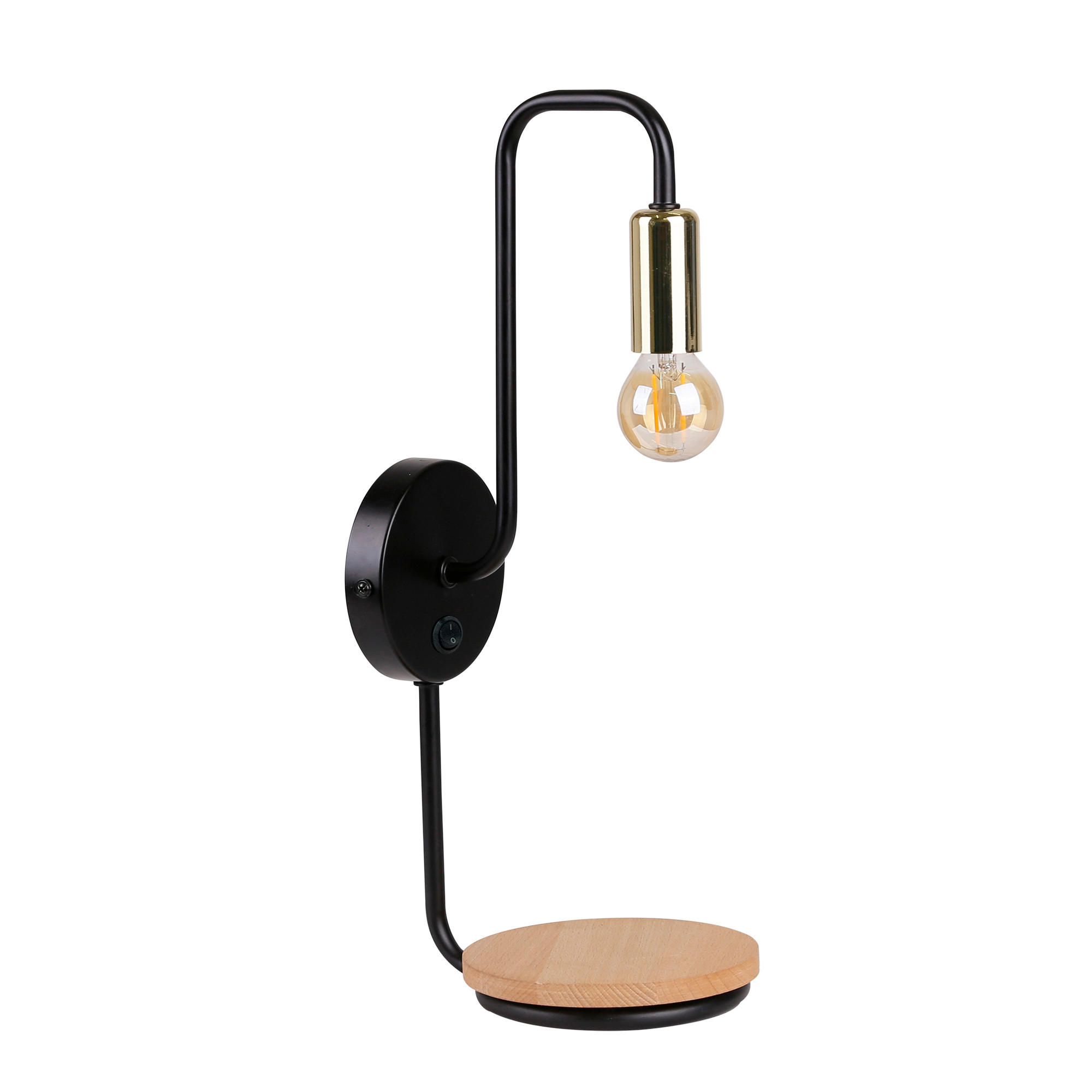 VÄGGLAMPA 16/14/40 cm   - svart, Natur, metall (16/14/40cm)