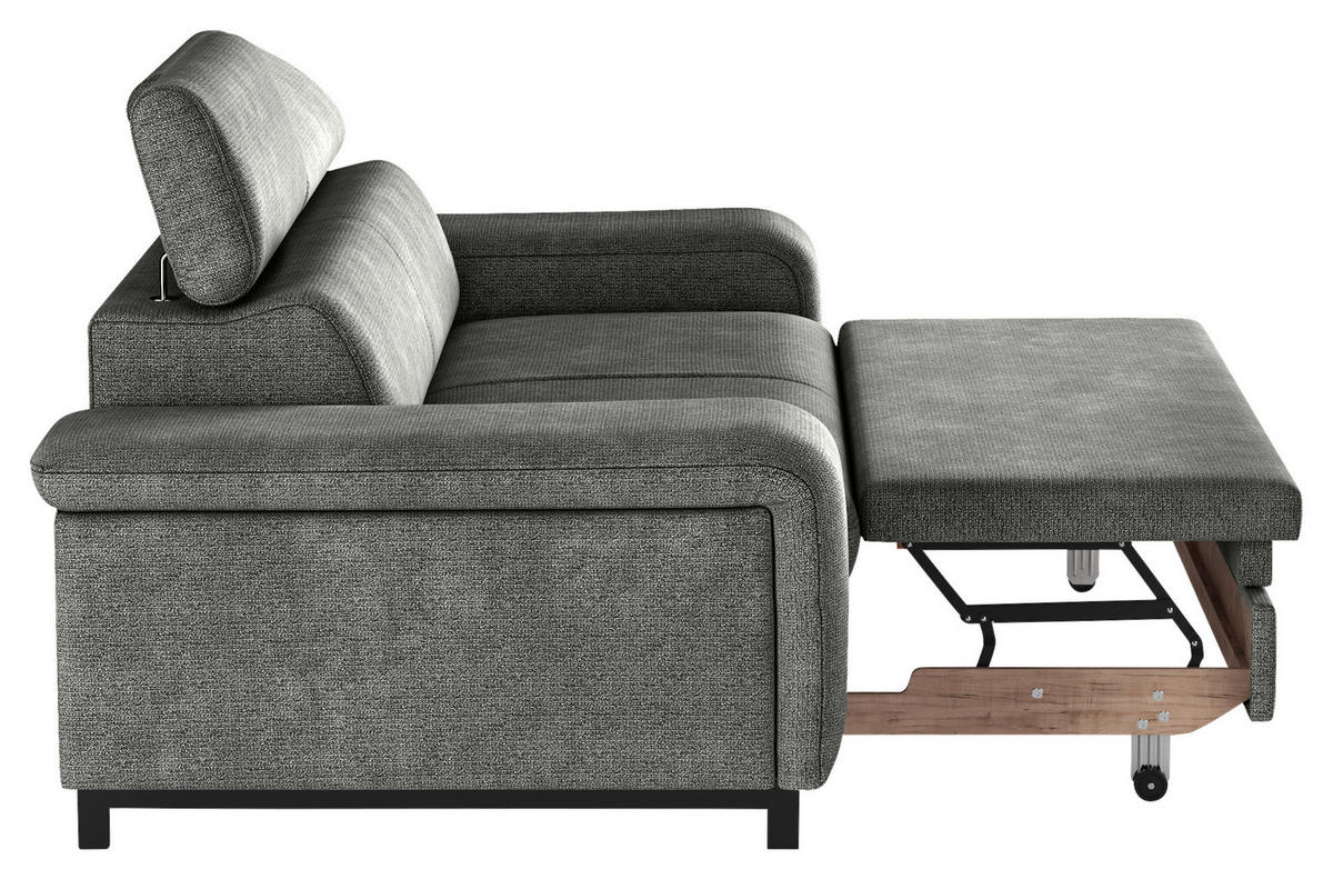 3-SITZER-SOFA in Chenille Grau  - Schwarz/Grau, Textil/Metall (217/81/100cm) - MID.YOU