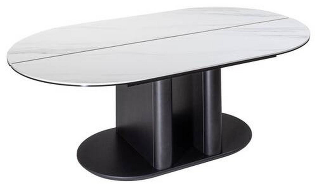COUCHTISCH Glaskeramik, ESG 120/70/44-61 cm oval Anthrazit, Weiß  - Anthrazit/Weiß, Design, Holzwerkstoff/Metall (120/70/44-61cm) - Ambiente