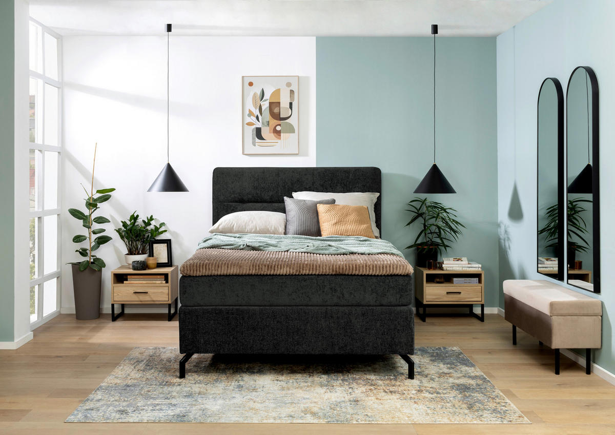 BOXSPRINGBETT 140/200 cm  in Schwarz  - Schwarz, Design, Textil/Metall (140/200cm) - Esposa
