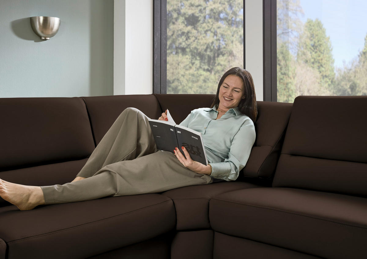 ECKSOFA Echtleder Dunkelbraun  - Dunkelbraun/Schwarz, Konventionell, Leder/Metall (290/249cm) - Beldomo Premium