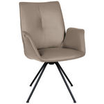 ARMLEHNSTUHL  Beinauswahl, Lederauswahl, Sitzfläche 360° drehbar  Echtleder  - Taupe/Schwarz, Design, Leder/Metall (65/91/63cm) - Dieter Knoll