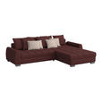 ECKSOFA in Mikrofaser Dunkelrot  - Chromfarben/Hellgrau, Design, Kunststoff/Textil (320/226cm) - Carryhome