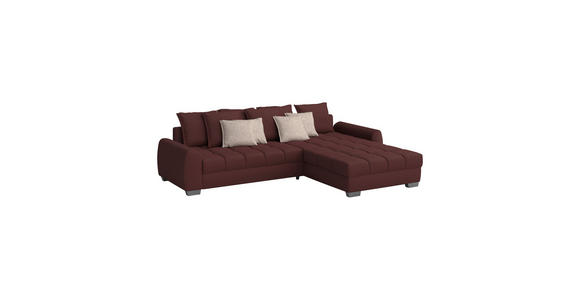 ECKSOFA in Mikrofaser Dunkelrot  - Chromfarben/Hellgrau, Design, Kunststoff/Textil (320/226cm) - Carryhome