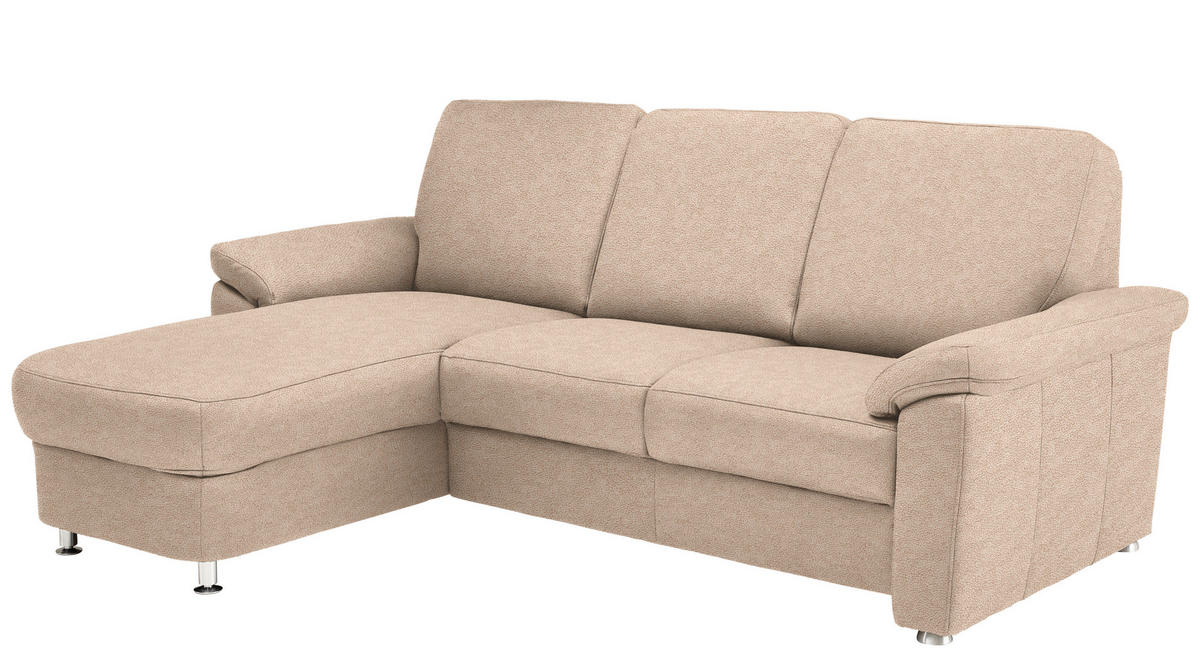 ECKSOFA in Flachgewebe Beige  - Chromfarben/Beige, Konventionell, Textil/Metall (163/220cm) - Beldomo System