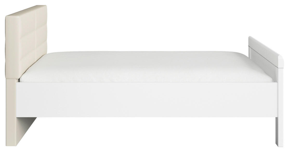 BETT 90/200 cm  in Weiß, Champagner  - Champagner/Weiß, Design, Holzwerkstoff/Textil (90/200cm) - Novel