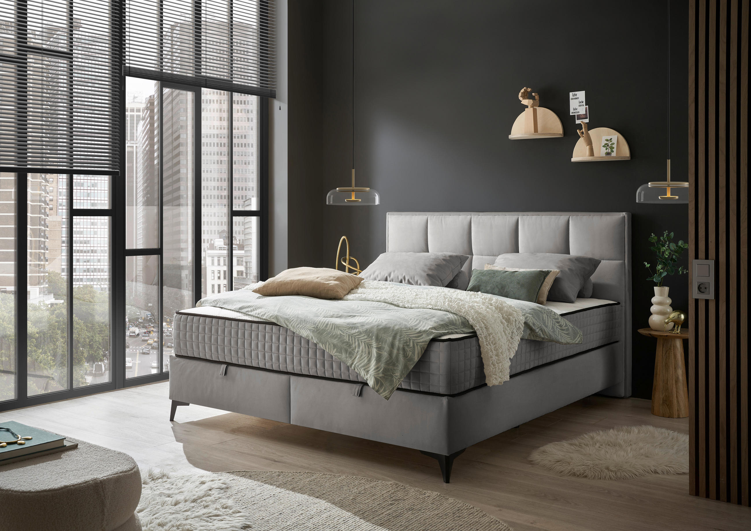 Pat Tip Boxspring Fără Arcuri, 180/200 cm, gri