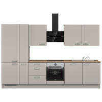 KÜCHENLEERBLOCK 330 cm   in Grau, Eiche dunkel  - Eiche dunkel/Edelstahlfarben, MODERN, Holzwerkstoff/Metall (330cm) - Nobilia