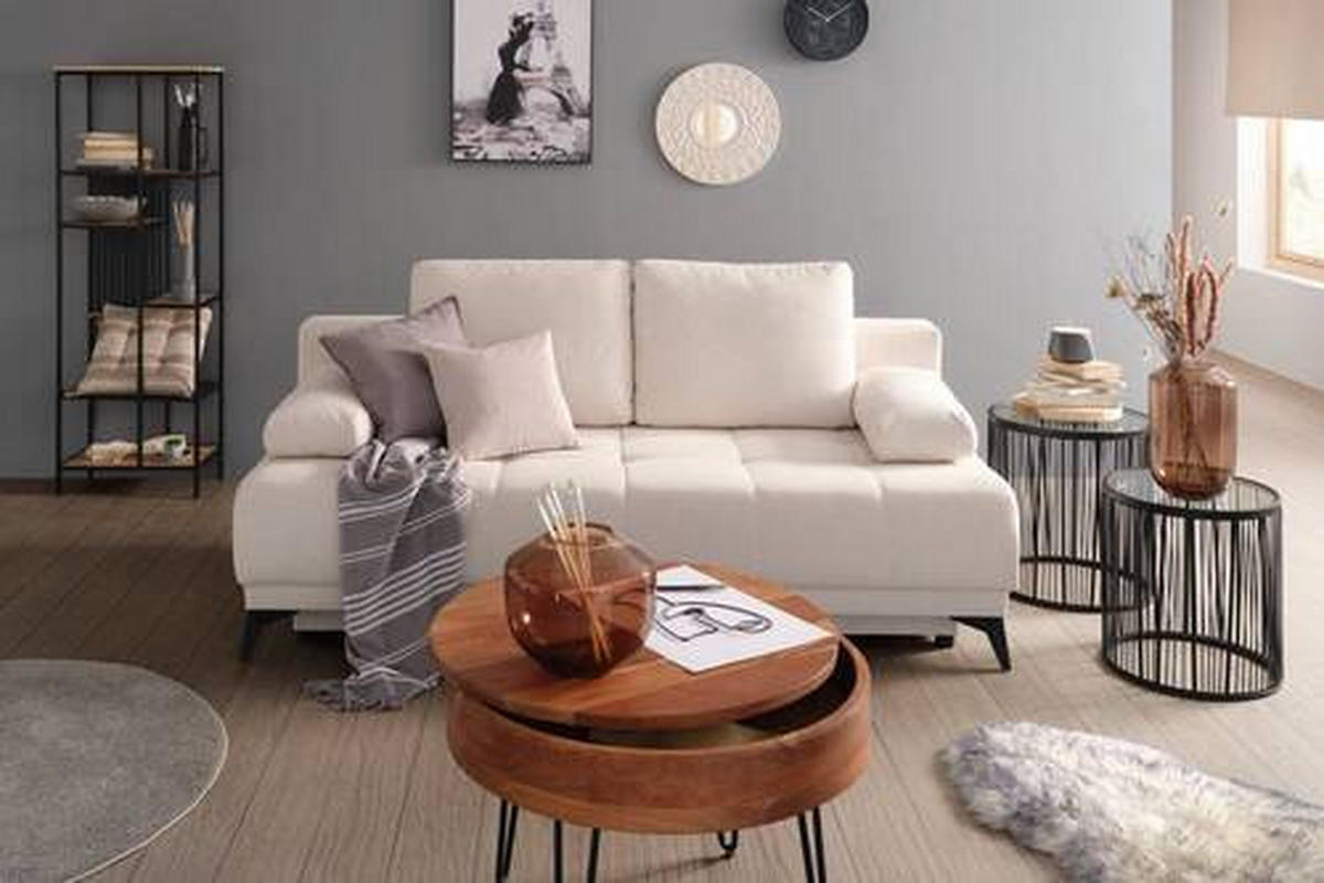BÄDDSOFFA i flatväv vit  - vit/svart, Modern, textil (195/77/100cm) - MID.YOU