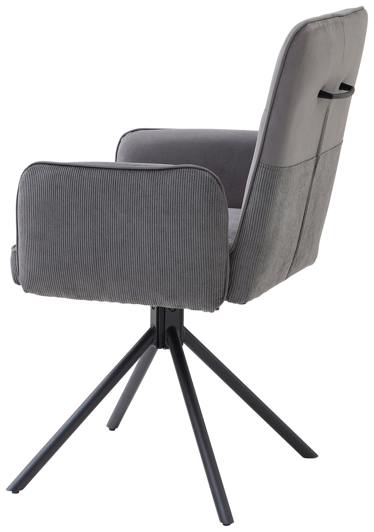ŽIDLE S PODRUČKAMI, manšestr, samet, šedá, černá - šedá/černá, Moderní, kov/textil (57/92/60,5cm) - MID.YOU