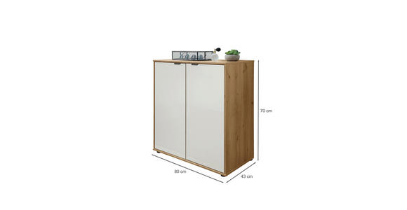 KOMMODE 80/70/43 cm  - Schieferfarben/Eiche Bianco, KONVENTIONELL, Glas/Holzwerkstoff (80/70/43cm) - Dieter Knoll