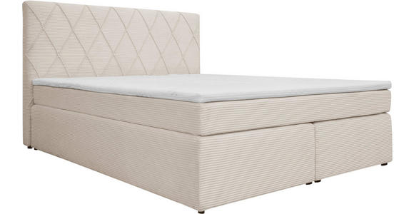 BOXSPRINGBETT 160/200 cm  in Creme  - Creme/Schwarz, Design, Kunststoff/Textil (160/200cm) - Xora