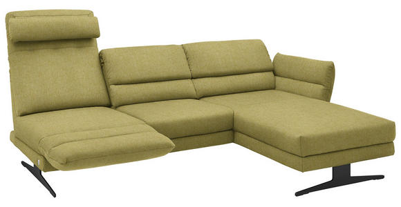 ECKSOFA  in Flachgewebe Hellgrün  279-327/176-217 cm  - Schwarz/Hellgrün, Design, Textil/Metall (279-327/176-217cm) - Dieter Knoll