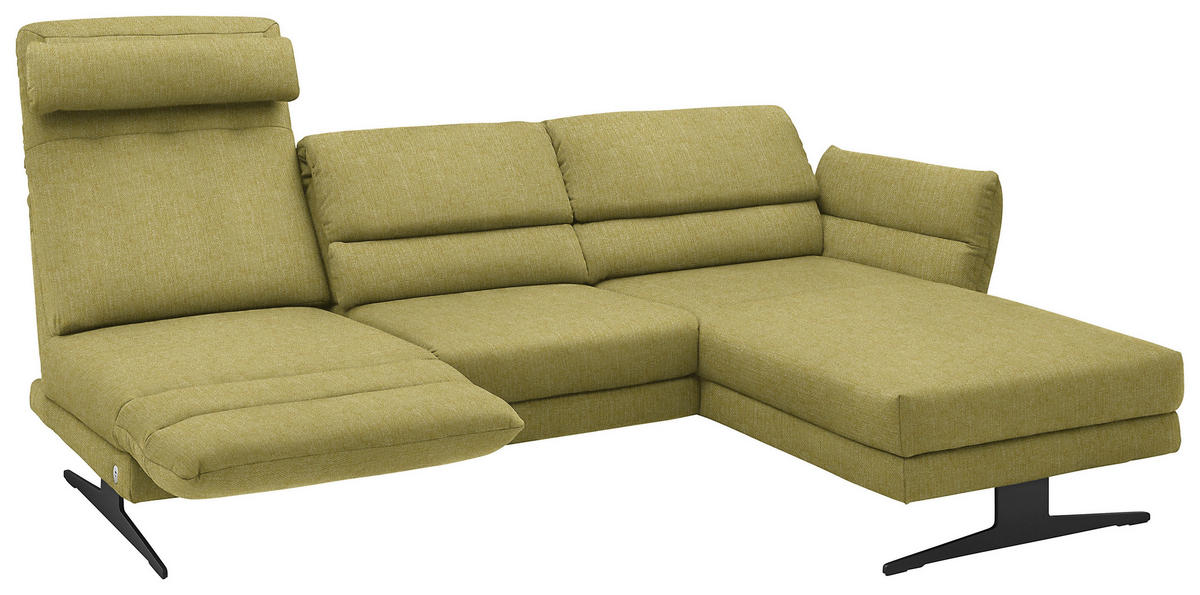 ECKSOFA in Flachgewebe Hellgrün  279-327/176-217 cm  - Schwarz/Hellgrün, Design, Textil/Metall (279-327/176-217cm) - Dieter Knoll
