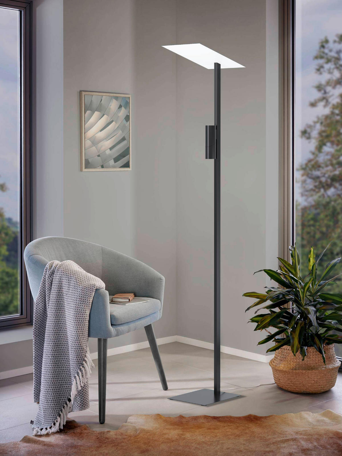 STEHLEUCHTE 36,5/25/180 cm    - Schwarz/Weiß, Design, Metall (36,5/25/180cm) - Eglo