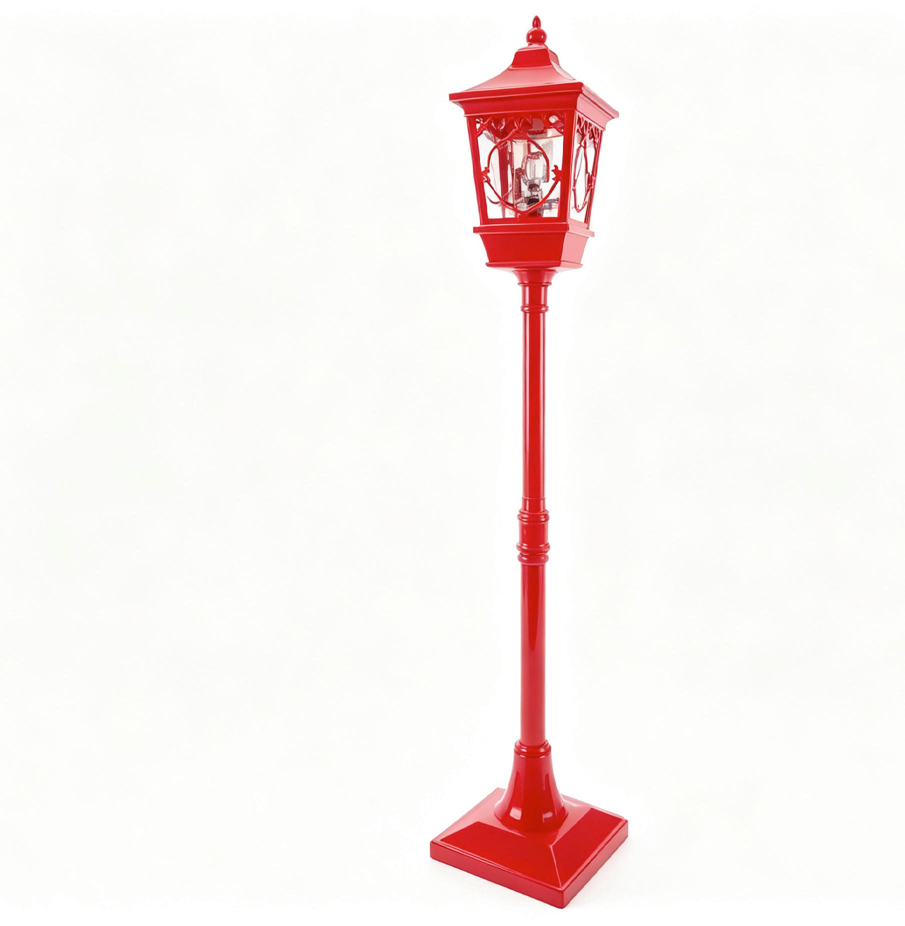 LED-LATERNA - rdeča/črna, Basics, umetna masa (37,5/185/37,5cm) - X-Mas