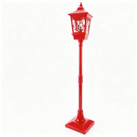 LED-LATERNA - rdeča/črna, Basics, umetna masa (37,5/185/37,5cm) - X-Mas