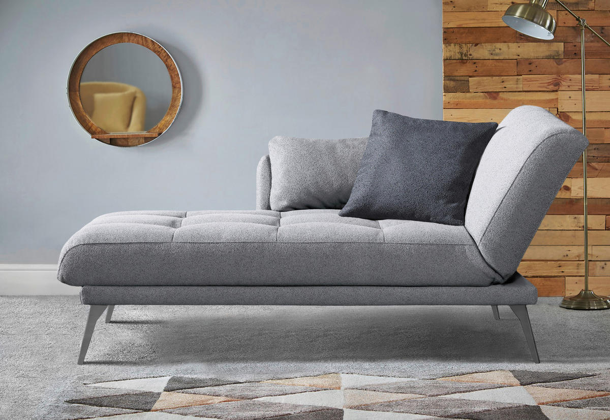 RÉCAMIERE Grau  - Chromfarben/Grau, Konventionell, Textil/Metall (200/85/106cm) - Novel