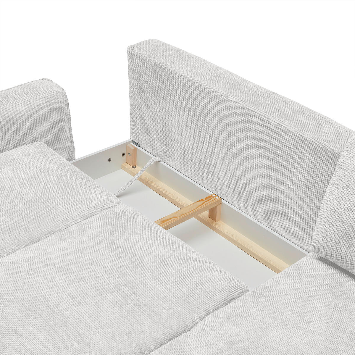 ECKSOFA in Webstoff Creme  - Creme/Schwarz, Modern, Textil/Metall (255/164cm) - MID.YOU