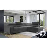 ECKSOFA  Anthrazit Samt  - Anthrazit/Silberfarben, Design, Textil/Metall (278/205cm) - MID.YOU