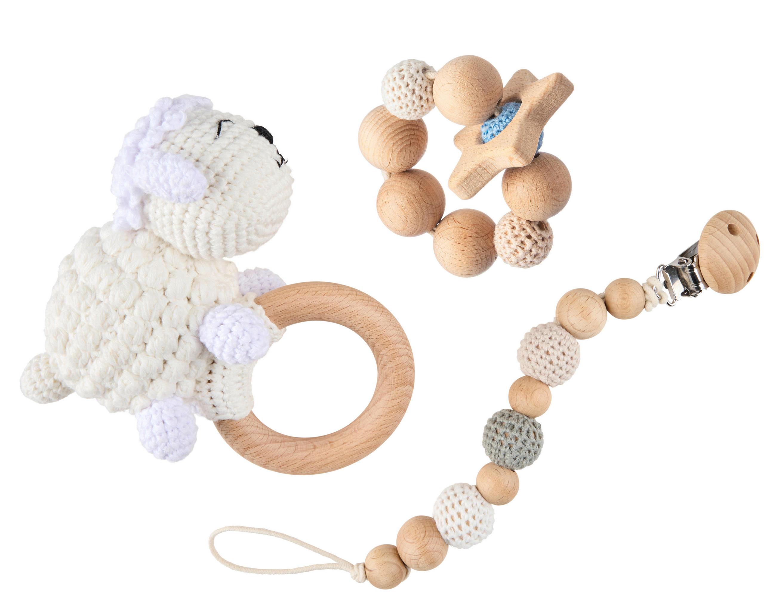 KINDERSPIELSET  - Weiß, Basics, Holz/Textil - Patinio