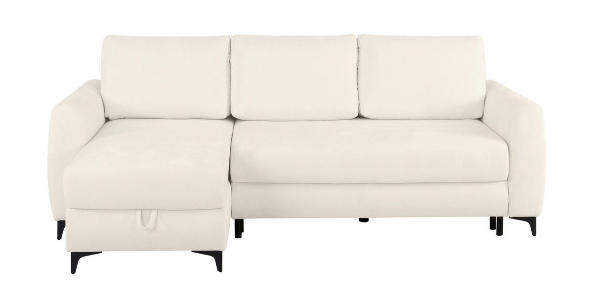 ECKSOFA Moli Creme Bouclé  - Creme/Schwarz, Design, Textil/Metall (236/148cm) - MID.YOU